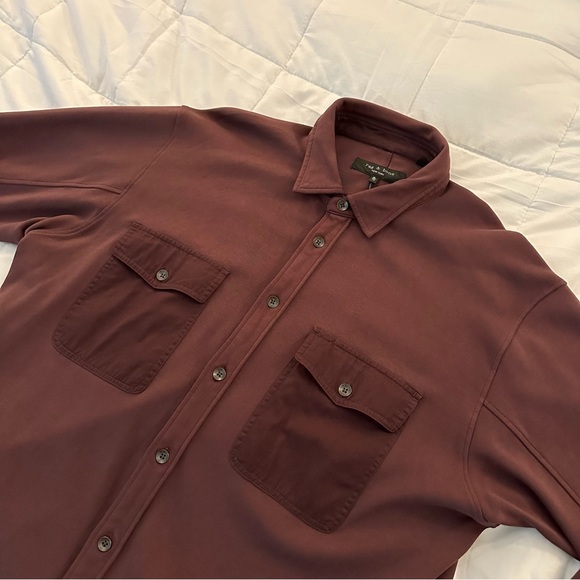 Rag & Bone Engineered Jack Button Up Shirt | Men’s XL | Burgundy Red - Picture 5 of 8